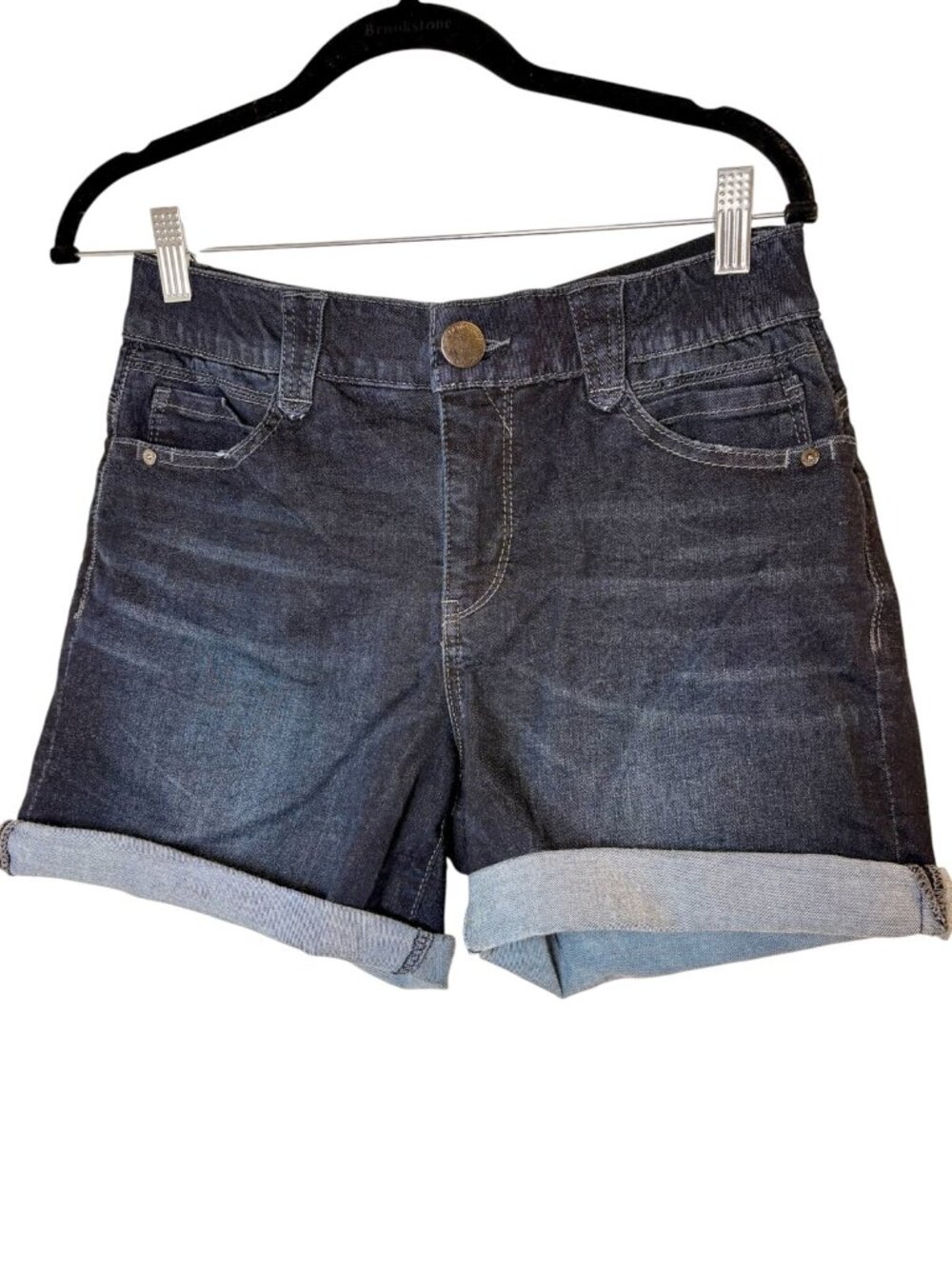Democracy Ab Solution Dark Wash Cuffed Denim Shorts 4" Inseam Size 10